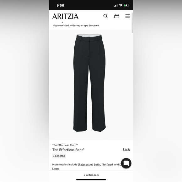🤍SOLD🤍 Aritzia - The Effortless Pant™ Black - Picture 1 of 7